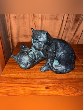 Vintage Mid Century Playful Cats Sculpture